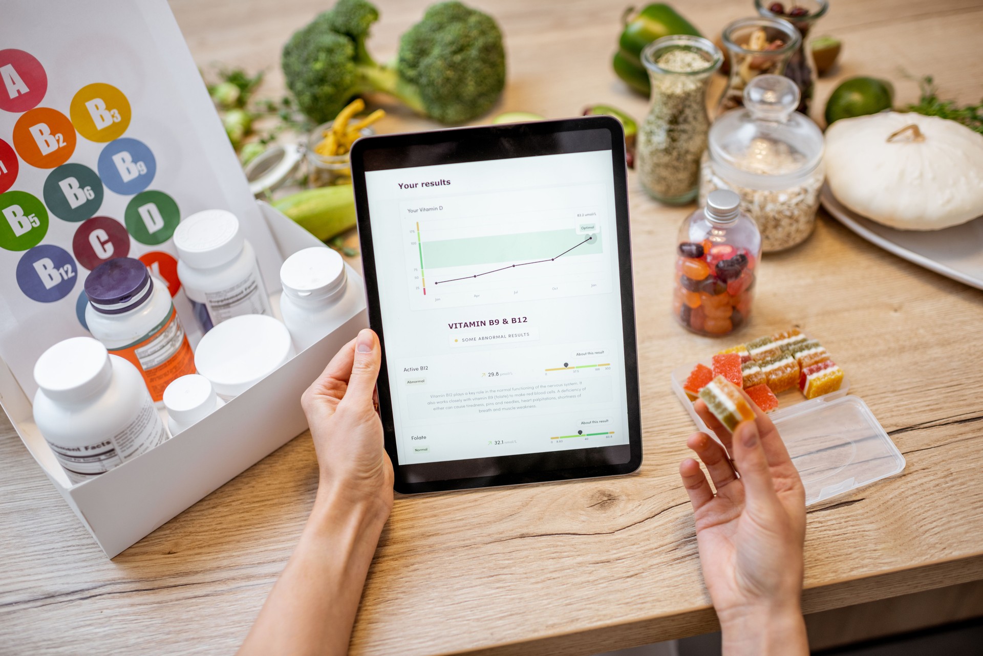 Online medical tests and nutritional supplements concept